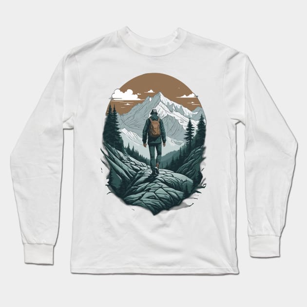 Hiking to the top Long Sleeve T-Shirt by TheAlmighty1